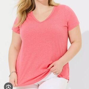Torrid Soft Pink V-Neck Short Sleeve Tee Size 1 New Plus Size